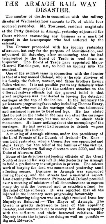 The British Newspaper Archive Blog Armagh Railway Disaster | The ...