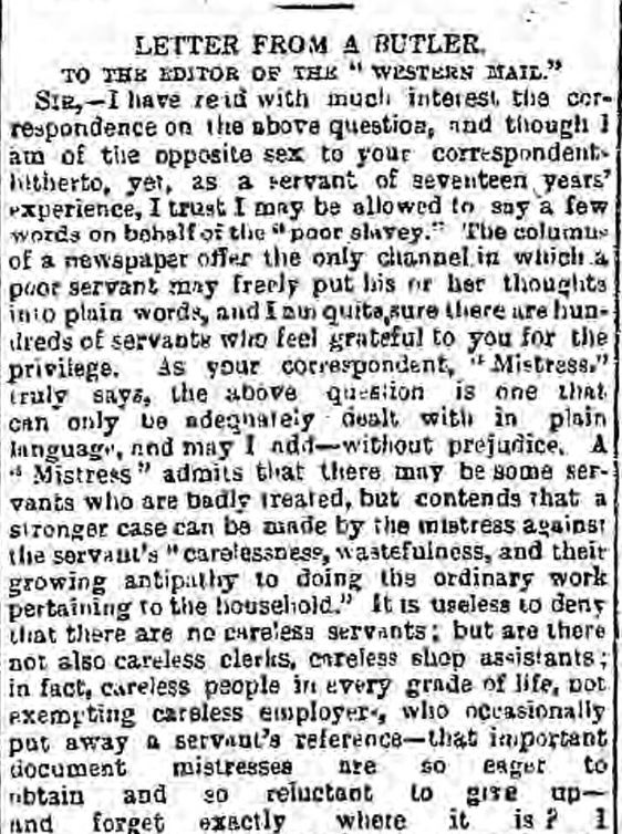 The British Newspaper Archive Blog Victorian Servants’ Grievances | The ...