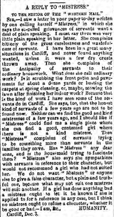 The British Newspaper Archive Blog Victorian Servants’ Grievances | The ...