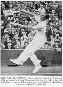 Fred Perry at the French Open in 1935