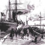 Emigrant leaving the harbour. The Graphic. October 1891