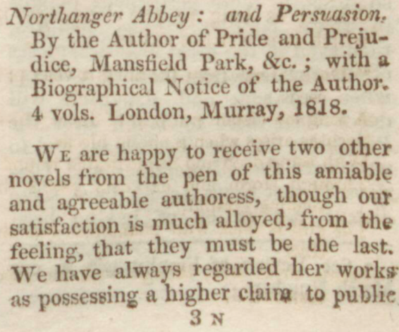 Review of Jane Austen's Northanger Abbey and Persuasion