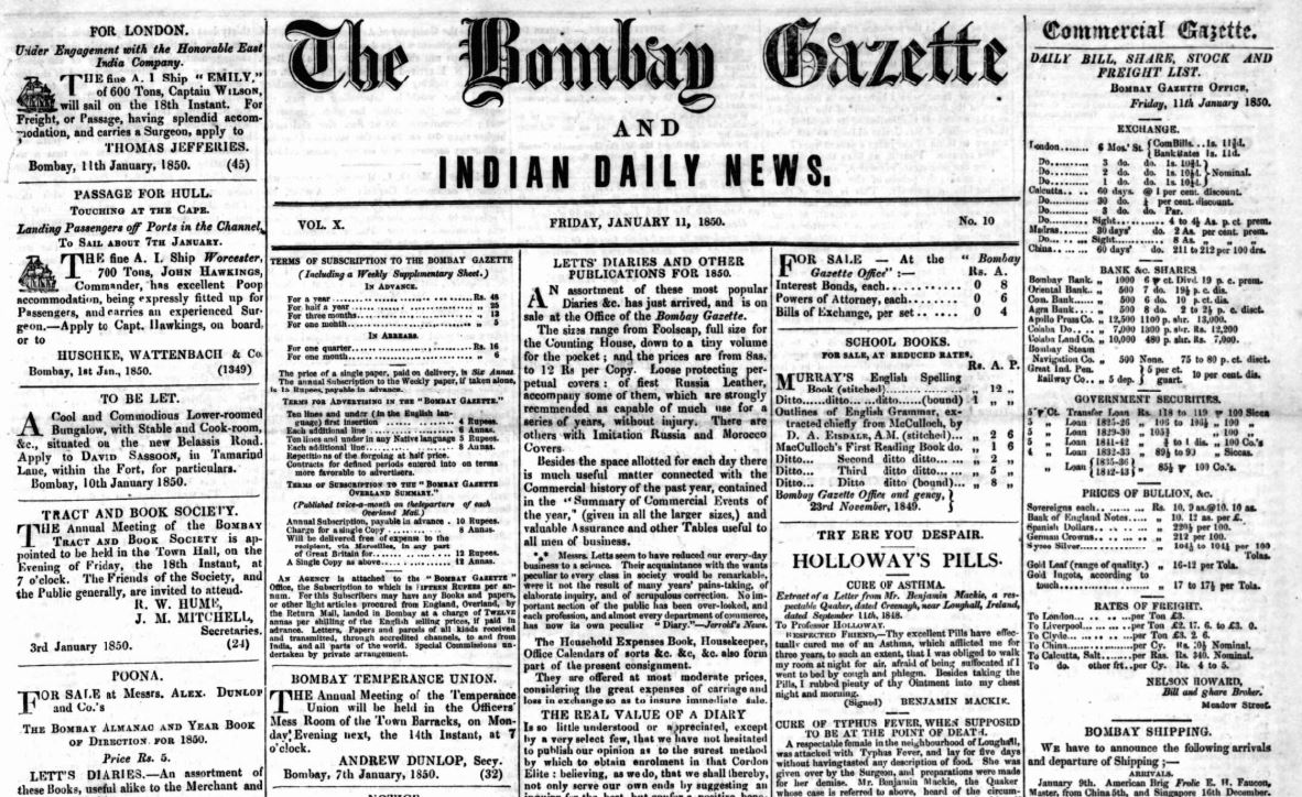 The British Newspaper Archive Blog The Bombay Gazette | The British ...